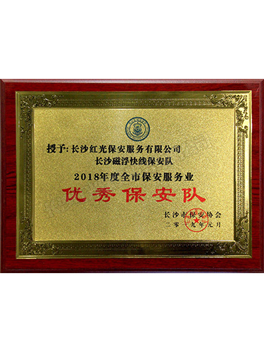 2018年度全市保安服務業(yè)優(yōu)秀保安隊(長沙磁浮快線保安隊) 2018年度全市保安服務業(yè)優(yōu)秀保安隊(長沙磁浮快線保安隊)